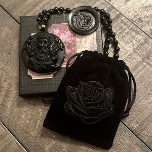 NWT Black Obsidian Ganesha Adjustable Necklace for Men or Women